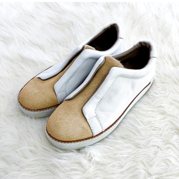 Made Leather and Calf Hair Slip On Platform Sneaker - Picture 1 of 2